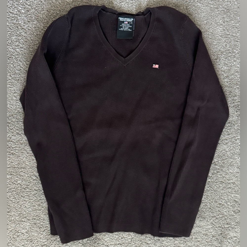Polo Ralph Lauren Dark Brown V-Neck Sweater